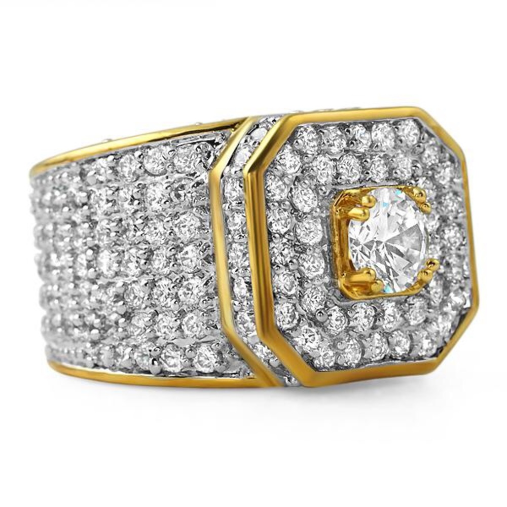 GOLD .925 SILVER PRESIDENTIAL BLING CZ RING